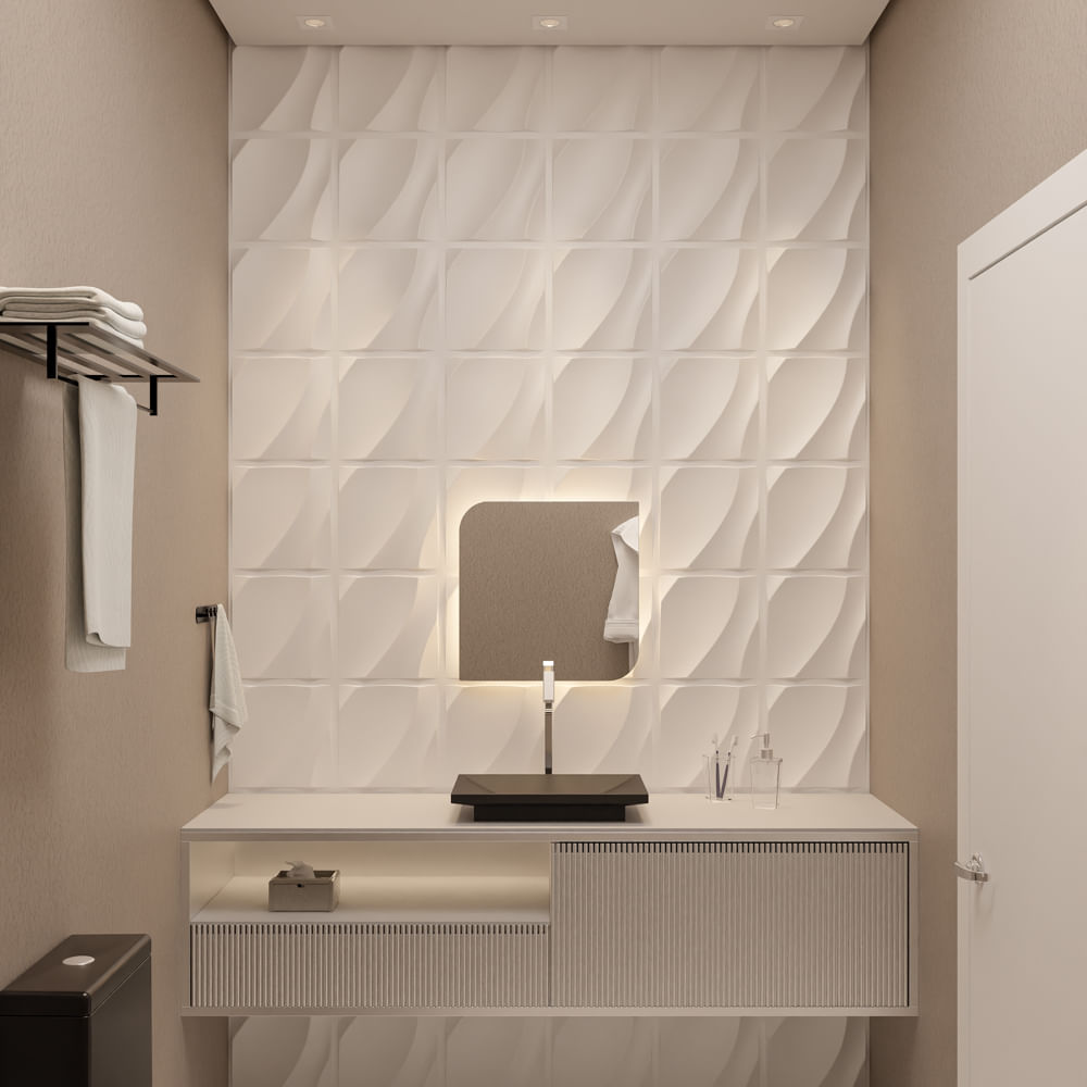 Espelho Quadrado Hortência com Led Bivolt 40x40cm | Astra