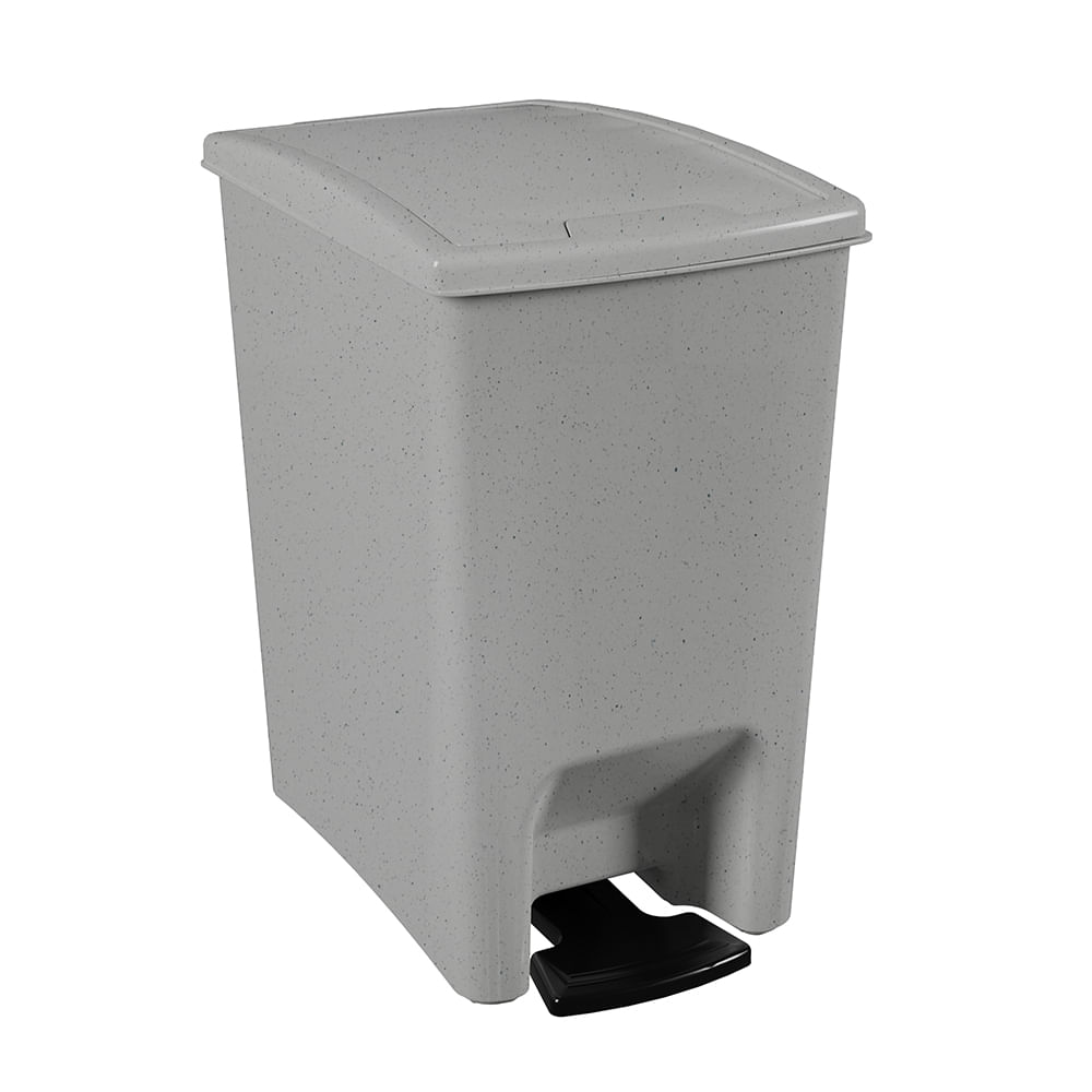 Lixeira de 10 Litros com Pedal Dupla Abertura Granito Cinza e Preto Astra